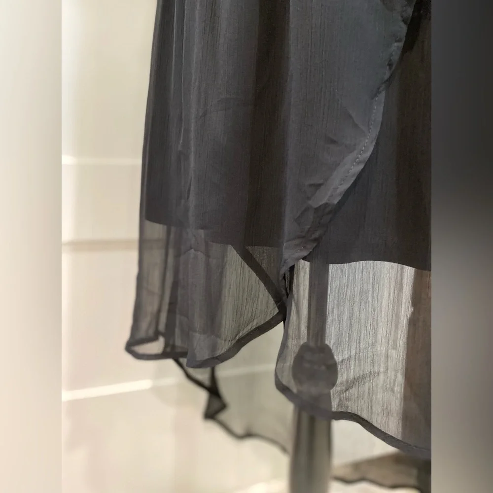 No Boundaries Black Sundress Women’s Large Spaghetti Strap High-Low Hem - Picture 7 of 8